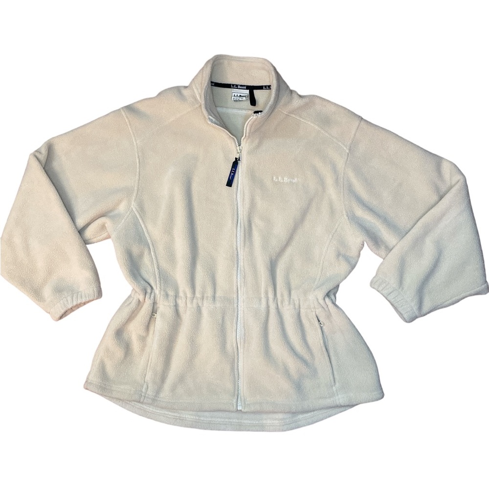 Vintage L.L. Bean Women’s Cream Sherpa Teddy Jacket Size Large Full Zip Made USA